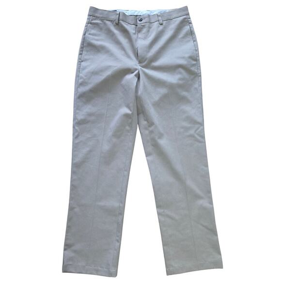 NWT Orvis Mens Wrinkle Free Pure Cotton Trousers Size 34 Khaki Flat Front Chinos - Picture 1 of 10